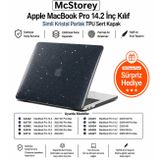 McStorey MacBook Pro 14.2 İnç Kılıf A2442 A2779 A2918 A2992 A3112 A3401 A3185 A3434 A3426 A3427 Uyumlu Simli Kristal Parlak Şeffaf Hard Case Sert Kapak Siyah