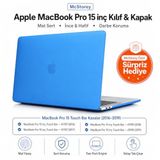 McStorey MacBook Pro 15 Mat Kılıf A1707 A1990 Uyumlu Sert TPU Kılıf İnce Hafif Koruyucu Kapak 2016-2019 Şeffaf Mavi