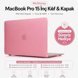 McStorey MacBook Pro 15 Mat Kılıf A1707 A1990 Uyumlu Sert TPU Kılıf İnce Hafif Koruyucu Kapak 2016-2019 Şeffaf Pembe