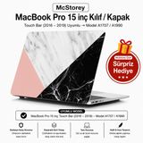 McStorey MacBook Pro 15 Mermer Desenli Kılıf A1707 A1990 Uyumlu Baskılı Sert Kılıf İnce Hafif Koruyucu Kapak Pembe