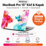 McStorey MacBook Pro 15 Renkli Desenli Kılıf A1707 A1990 Uyumlu Baskılı Sert Kılıf İnce Hafif Koruyucu Kapak Pembe