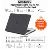 McStorey MacBook Pro 16.2 İnç Kılıf A2485 A2780 A2991 A3403 A3186 A3428 A3429 Uyumlu Karbon Fiber Görünümlü Sert Kapak İnce Hafif Koruyucu Hard Case Siyah