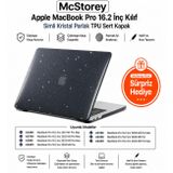 McStorey MacBook Pro 16.2 İnç Kılıf A2485 A2780 A2991 A3403 A3186 A3428 A3429 Uyumlu Simli Kristal Parlak Siyah Hard Case Şeffaf Sert Kapak İnce Koruyucu