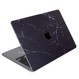 McStorey Macbook Pro M1-M2 Kılıf A2338 ile Uyumlu Koruyucu Sticker Laptop Kaplama Marble14 Siyah