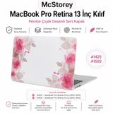 McStorey MacBook Pro Retina 13 İnç Kılıf A1425 A1502 Uyumlu Çiçek Desenli Sert Kapak Hard Case İnce Hafif Laptop Koruyucu Pembe