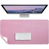 McStorey Masa Desk Mat 60x30 cm Çift Taraflı Deri Mouse Pad Kaymaz Suya Dayanıklı Rulo Yapılabilir Kompakt Masa Koruyucu Ofis Laptop ve Makyaj Masası İçin 2mm Pembe
