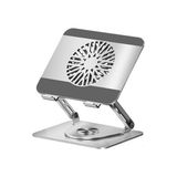 McStorey Premium Alüminyum Laptop Standı, Çıkarılabilir Manyetik Harici Fanlı, 360° Döner Ayarlanabilir Ergonomik Notebook ve MacBook Standı, Aktif Soğutmalı Laptop Yükseltici, 10-17 İnç Gümüş