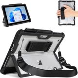 McStorey Surface Pro 9/10/11 13 İnç Surface Pro Copilot+ Pc Rugged Kılıf – 360° Stand, El Kayışı, Omuz Askısı, Darbe Emici Koruma Şeffaf Arka Darbe Emici Standlı Stylus Kalem Tutucu Koruyucu Kapak - Siyah