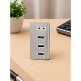 McStorey USB 3.0 Hub Ses Kartlı, 3 Port USB Çoklayıcı, 3,5 mm Kulaklık Çıkışı ve Mikrofon Girişi, USB-A–Micro-B 3.0 Kablo Dahil, Alüminyum, Gümüş