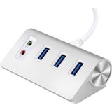 McStorey USB 3.0 Hub Ses Kartlı, 3 Port USB Çoklayıcı, 3,5 mm Kulaklık Çıkışı ve Mikrofon Girişi, USB-A–Micro-B 3.0 Kablo Dahil, Alüminyum, Gümüş