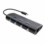 McStorey USB-C Hub 6'sı 1 Arada, 3x USB 3.0 Anahtarlı, HDMI 4K, Gigabit Ethernet RJ45, USB-C PD Şarj Destekli Alüminyum Çoklayıcı Adaptör MacBook iPad Laptop Uyumlu