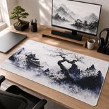 McStorey ZEN XXL Mouse Pad 90x40 cm, Büyük Masa Matı, 3 mm Dikişli Kenar, Kaymaz Kauçuk Taban, Gaming Mousepad – Ink Temple