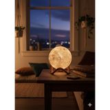Mcy Dekor Ay Lambası (Moon Lamp) - Dekoratif Masa ve Gece Lambası - Ahşap - Beyaz