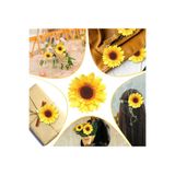 MD Aspiz Flowers 12 Adet Yapay Lüx Ayçiçeği Kafa (7cm)_ Papatya Kafası Yaprak yıldız Çiçek Gül Duvar Ay çiçeği