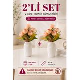 MD Aspiz Flowers 2 Demet Yapay Çiçek 5li Lüks kahverengi Şakayık Demeti 30cm ( Saksısız ) Bitki Gelin Buketi vazo isteme nişan