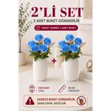 MD Aspiz Flowers 2 Demet Yapay Çiçek 5li Lüks mavi Gül Demeti 32cm ( Saksısız ) Bitki Gelin Buketi tek isteme