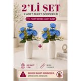 MD Aspiz Flowers 2 Demet Yapay Çiçek 5li Lüks mavi Şakayık Demeti 30cm ( Saksısız ) Bitki Gelin Buketi vazo isteme nişan