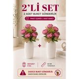 MD Aspiz Flowers 2 Demet Yapay Çiçek 5li Lüks mürdüm Şakayık Demeti 30cm ( Saksısız ) Bitki Gelin Buketi vazo isteme nişan