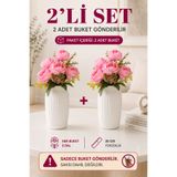 MD Aspiz Flowers 2 Demet Yapay Çiçek 5li Lüks pembe Şakayık Demeti 30cm ( Saksısız ) Bitki Gelin Buketi vazo isteme nişan