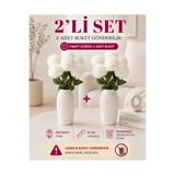 MD Aspiz Flowers 2 Demet Yapay Çiçek 7li Lüx Beyaz krizantem Demeti 42 cm ( Saksısız ) Bitki Gelin Buketi karanfil kasımpatı