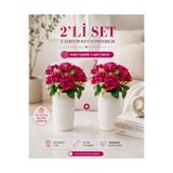MD Aspiz Flowers 2 Demet Yapay Çiçek 7Li Lüx Fuşya Kadife Gül Demeti ( Saksısız ) Dekoratif Bitki Gelin Buketi