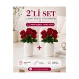 MD Aspiz Flowers 2 Demet Yapay Çiçek 7Li Lüx Kırmızı Kadife Gül Demeti ( Saksısız ) Dekoratif Bitki Gelin Buketi