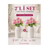 MD Aspiz Flowers 2 Demet Yapay Çiçek 7li Lüx pembe kasımpatı Demeti ( Saksısız ) krizantem Bitki Gelin Buketi karanfil