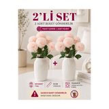 MD Aspiz Flowers 2 Demet Yapay Çiçek 7li Lüx pudra krizantem Demeti 42 cm ( Saksısız ) Bitki Gelin Buketi karanfil kasımpatı