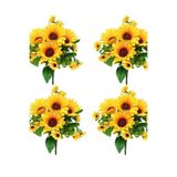 MD Aspiz Flowers 4 Adet Yapay Lüx Ayçiçeği Demeti 7Li (SAKSISIZ) Aranjmanlı Ay Buketi Büyük papatya Sarmaşık Gelin