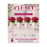 MD Aspiz Flowers 4 Demet Yapay Çiçek 7Li Lüx Fuşya Kadife Gül Demeti ( Saksısız ) Dekoratif Bitki Gelin Buketi