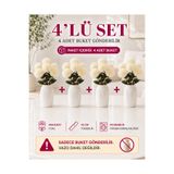 MD Aspiz Flowers 4 Demet Yapay Çiçek 7li Lüx krem krizantem Demeti 42 cm ( Saksısız ) Bitki Gelin Buketi karanfil kasımpatı