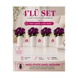 MD Aspiz Flowers 4 Demet Yapay Çiçek 7Li Lüx mor Kadife Gül Demeti ( Saksısız ) Dekoratif Bitki Gelin Buketi