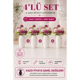 MD Aspiz Flowers 4 Demet Yapay Çiçek 7li Lüx mor kasımpatı Demeti ( Saksısız ) krizantem Bitki Gelin Buketi karanfil