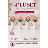 MD Aspiz Flowers 4 Demet Yapay Çiçek 7li Lüx pembe kasımpatı Demeti ( Saksısız ) krizantem Bitki Gelin Buketi karanfil