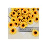 MD Aspiz Flowers 48 Adet Yapay Lüx Papatya Kafası (4Cm)_ Dekoratif Ayçiçeği Gelin buketi Saksısız mini Yaprak yıldız