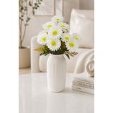 MD Aspiz Flowers Yapay Çiçek 10lu Lüks Beyaz Gerbera Demeti 40 Cm ( Saksısız ) Bitki Gelin Buketi papatya çelenk