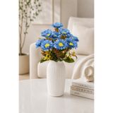 MD Aspiz Flowers Yapay Çiçek 10lu Lüks lacivert Gerbera Demeti 40 Cm ( Saksısız ) Bitki Gelin Buketi papatya çelenk