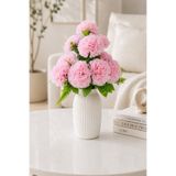 MD Aspiz Flowers Yapay Çiçek 10lu Lüx pembe karanfil Demeti 45 cm ( Saksısız ) top krizantem Bitki Gelin Buketi kasımpatı kartopu