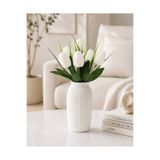 MD Aspiz Flowers Yapay Çiçek 6lı Lüx Beyaz Lale Demeti ( Saksısız ) Dekoratif Bitki Gelin Buketi