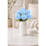 MD Aspiz Flowers Yapay Çiçek 7li Lüx açık mavi kasımpatı Demeti 42 cm ( Saksısız ) top krizantem Bitki Gelin Buketi karanfil kartopu