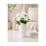 MD Aspiz Flowers Yapay Çiçek 7Li Lüx Beyaz Kadife Gül Demeti ( Saksısız ) Dekoratif Bitki Gelin Buketi