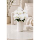 MD Aspiz Flowers Yapay Çiçek 7li Lüx Beyaz kasımpatı Demeti 42 cm ( Saksısız ) top krizantem Bitki Gelin Buketi karanfil kartopu