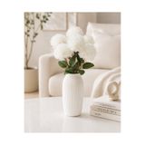 MD Aspiz Flowers Yapay Çiçek 7li Lüx beyaz krizantem Demeti 42 cm ( Saksısız ) Bitki Gelin Buketi karanfil kasımpatı