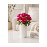 MD Aspiz Flowers Yapay Çiçek 7Li Lüx Fuşya Kadife Gül Demeti ( Saksısız ) Dekoratif Bitki Gelin Buketi
