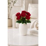 MD Aspiz Flowers Yapay Çiçek 7Li Lüx Kırmızı Kadife Gül Demeti ( Saksısız ) Dekoratif Bitki Gelin Buketi