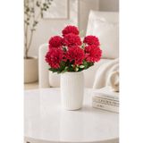 MD Aspiz Flowers Yapay Çiçek 7li Lüx Kırmızı kasımpatı Demeti 42 cm ( Saksısız ) top krizantem Bitki Gelin Buketi karanfil kartopu