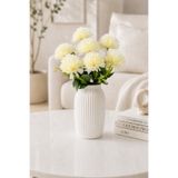 MD Aspiz Flowers Yapay Çiçek 7li Lüx krem kasımpatı Demeti 42 cm ( Saksısız ) top krizantem Bitki Gelin Buketi karanfil kartopu
