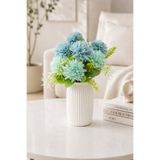 MD Aspiz Flowers Yapay Çiçek 7li Lüx mavi kasımpatı Demeti ( Saksısız ) krizantem Bitki Gelin Buketi karanfil