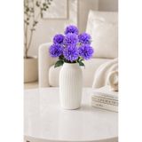 MD Aspiz Flowers Yapay Çiçek 7li Lüx mor kasımpatı Demeti 42 cm ( Saksısız ) top krizantem Bitki Gelin Buketi karanfil kartopu
