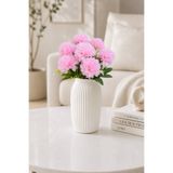 MD Aspiz Flowers Yapay Çiçek 7li Lüx pembe kasımpatı Demeti 42 cm ( Saksısız ) top krizantem Bitki Gelin Buketi karanfil kartopu